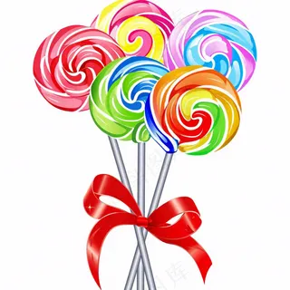 彩虹棒棒糖甜蜜卡通插画免抠