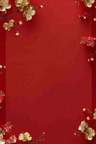 红色剪贴画梅花节日新年新春红色背景