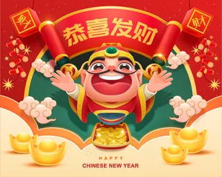 恭喜发财插画