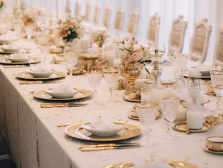 婚礼餐桌西餐奢华白金摄影图