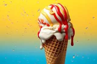 夏日冰淇淋清凉蛋筒甜点摄影图