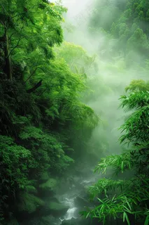 春天森林河流水汽绿意雾气摄影图 春天森林河流水汽绿意雾气摄影图