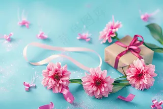 鲜花礼物礼盒妇女节女神节摄影图