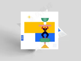 单色背景文创抱枕3样机