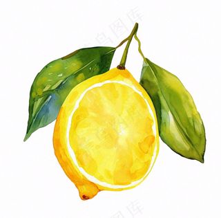 柠檬水果水彩插画免抠