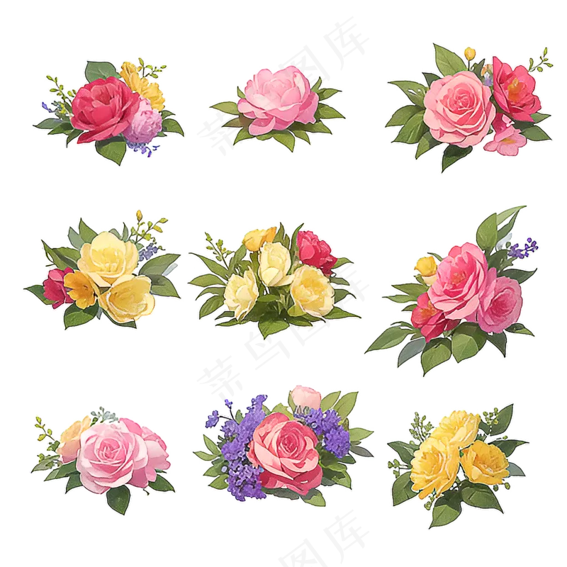 红色黄色粉色玫瑰花免抠素材202