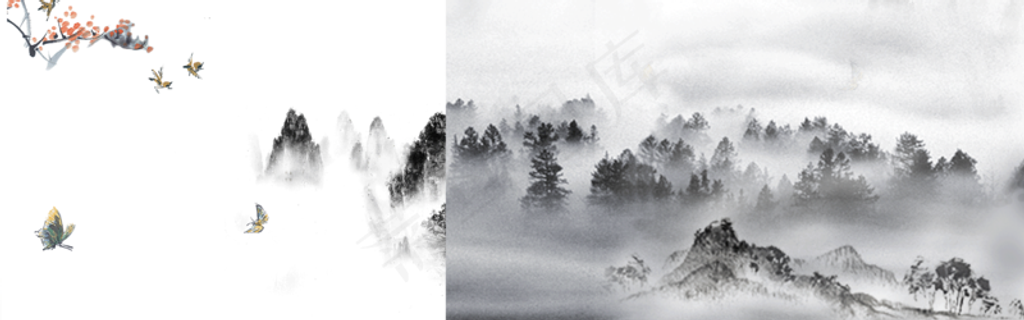 中式水墨PSD分层古风banner模板75