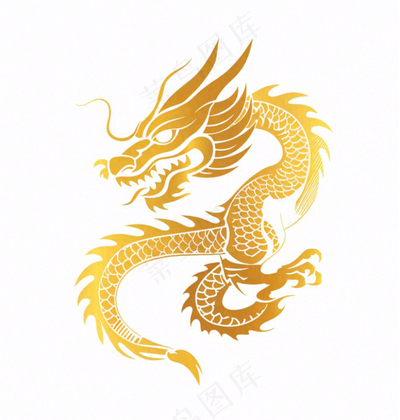 金龙龙形线性插画免抠(1024x1072)