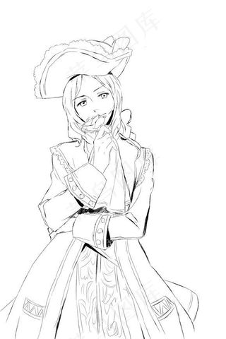 古风线稿丨PPT插画丨手绘线稿丨国风美女005