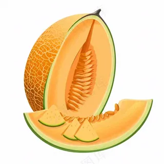 哈密瓜水果卡通插画免抠