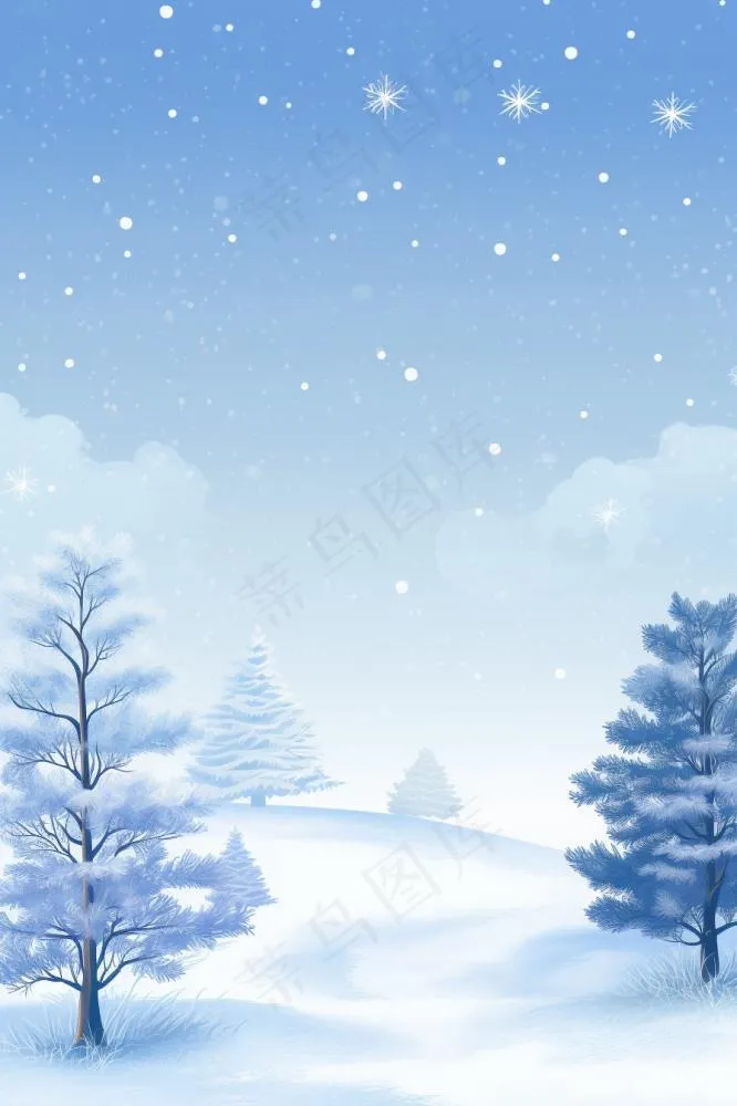 雪景树白色雪地背景(896x1344)