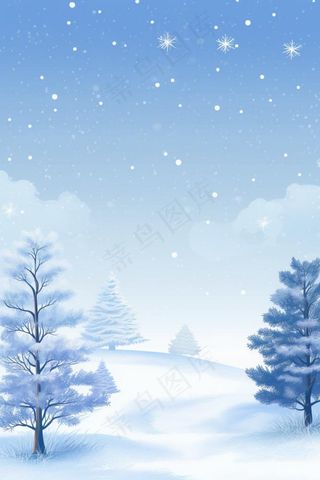 雪景树白色雪地背景