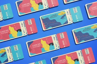 蓝色背景长方形可撕门票样机12