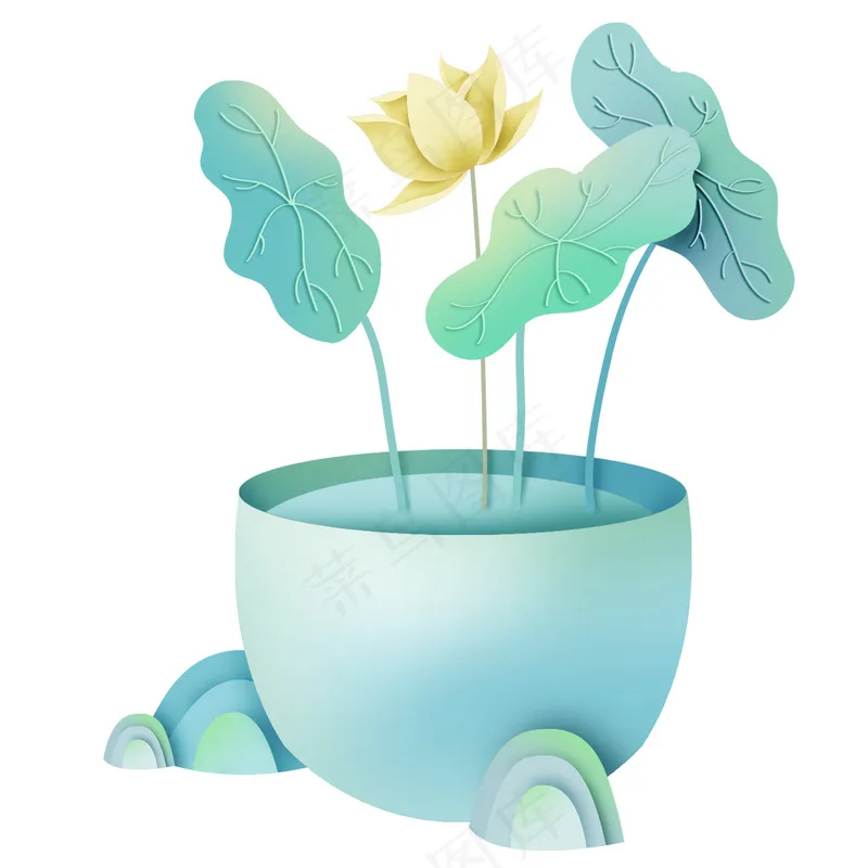 简约水缸荷花免扣元素psd模版下载