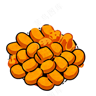 炸鸡年糕简笔画简约食物