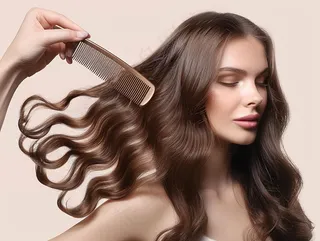 时尚美发美容女性卷发摄影图