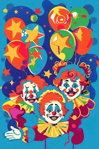 卡通马戏团小丑游戏彩色愚人节插画背景