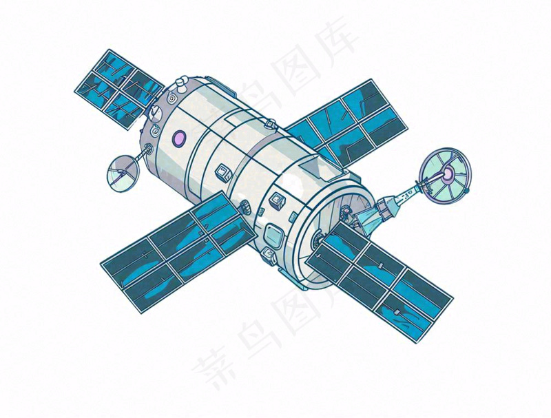 卫星探测器航空卡通插画免抠(1264x960)