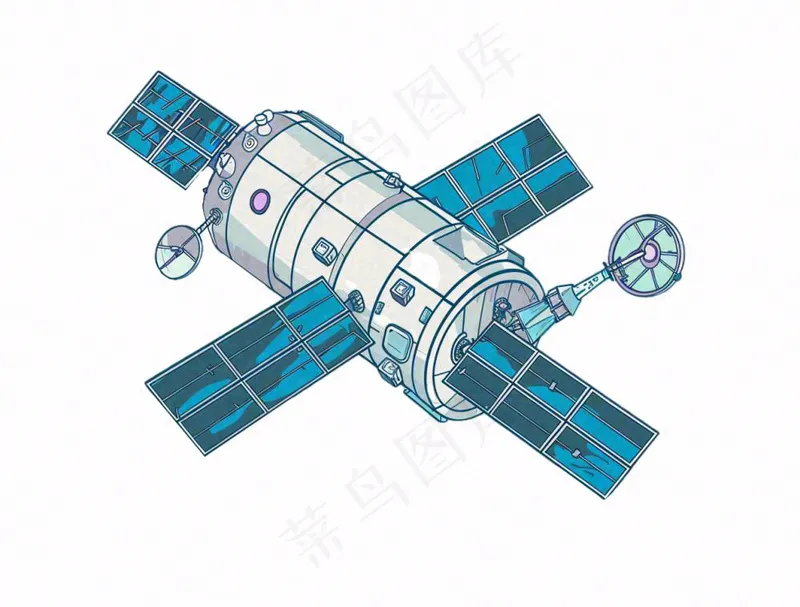 卫星探测器航空卡通插画免抠(1264x960)