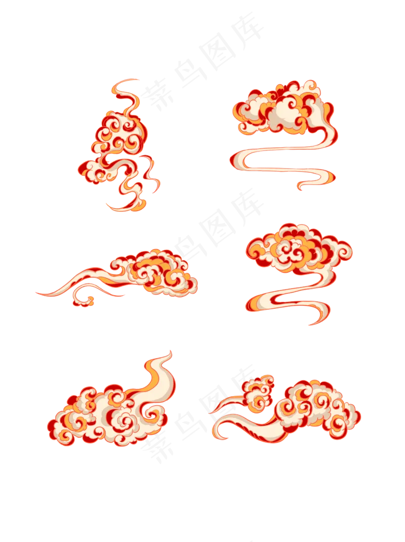 国潮敦煌云纹祥云插画免扣素材 (148)