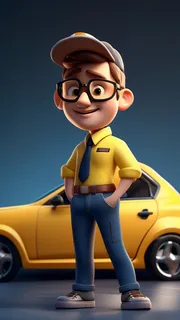 3D卡通人物出租司机男士1