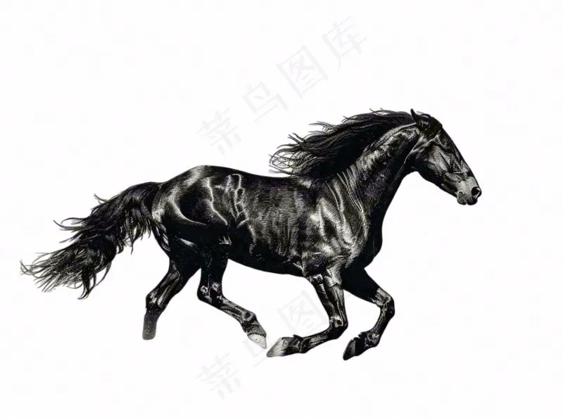飞驰的骏马黑马动物免抠(1264x944)
