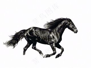 飞驰的骏马黑马动物免抠