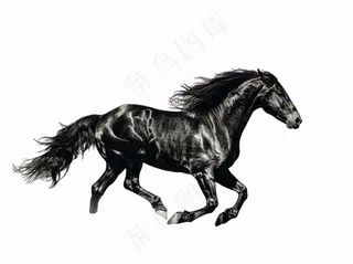 飞驰的骏马黑马动物免抠