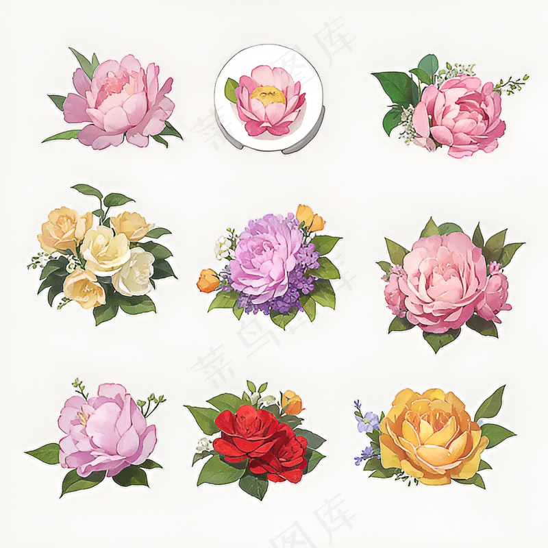 红色黄色粉色玫瑰花免抠素材178