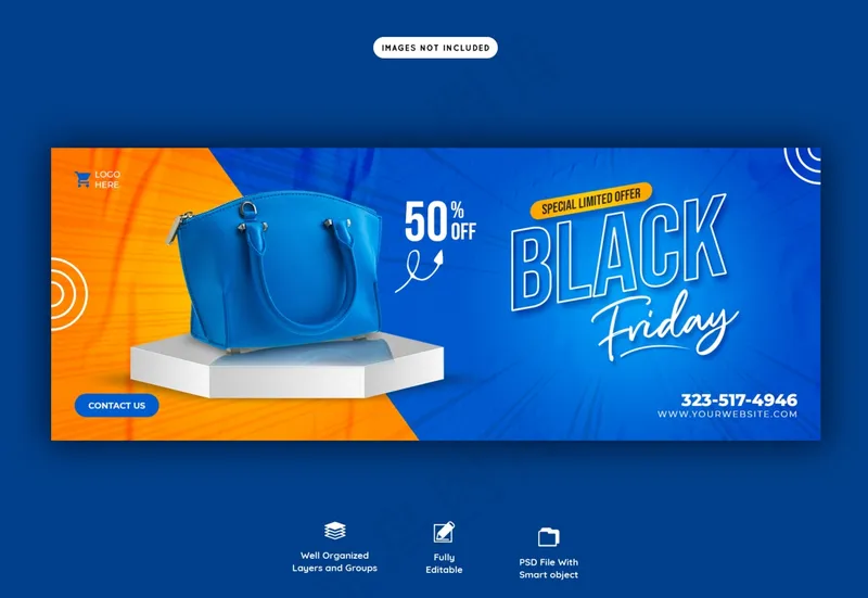 电商撞色包包展示详情页psd模版下载