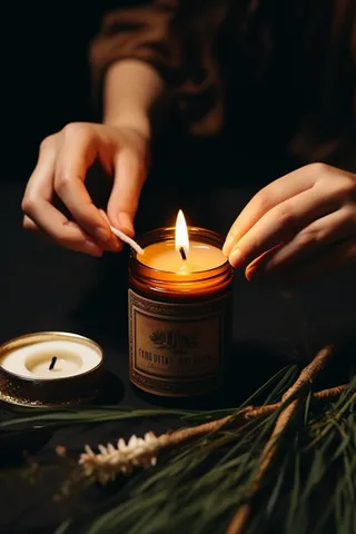 香薰蜡烛点燃香味蜡烛摄影图