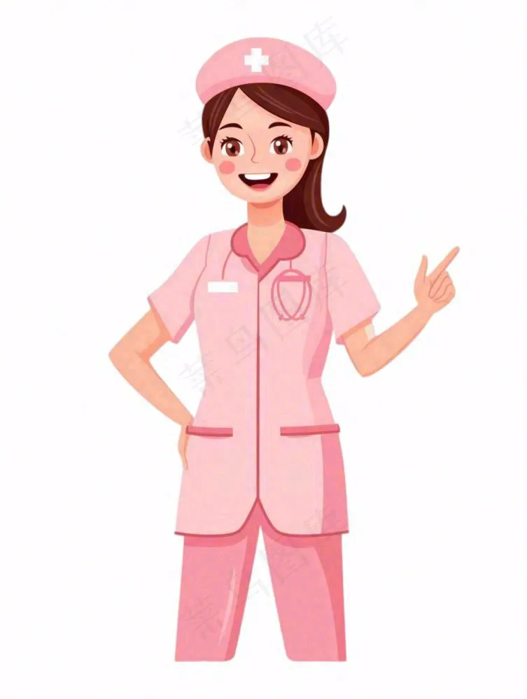 粉色护士服医生医疗人物卡通插画免抠(928x1232)