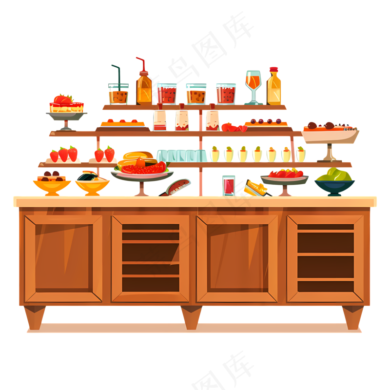 免抠甜点饮品桌台