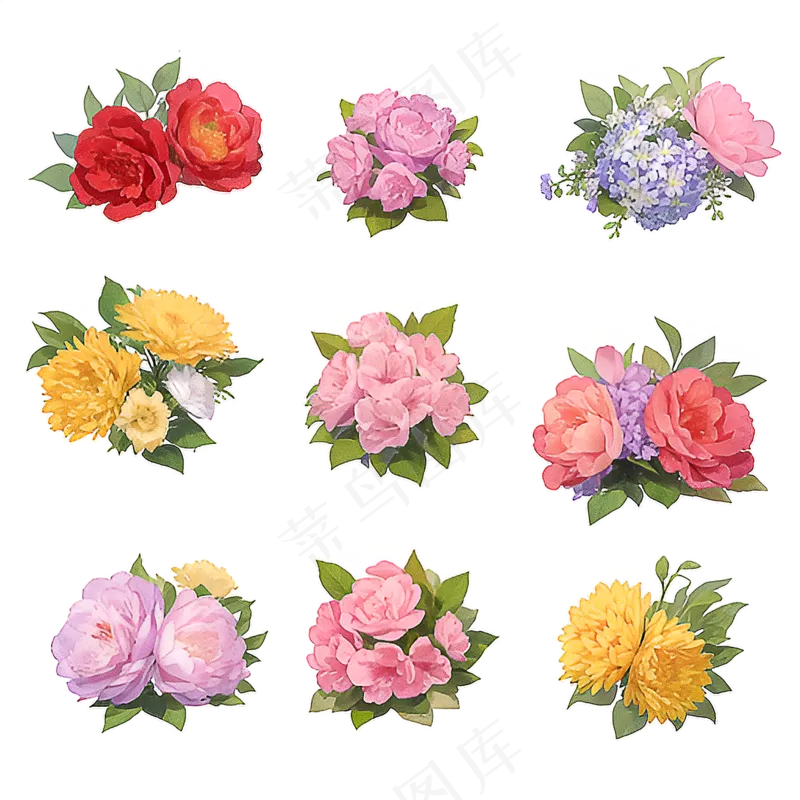 红色黄色粉色玫瑰花免抠素材80