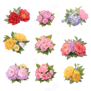 红色黄色粉色玫瑰花免抠素材80