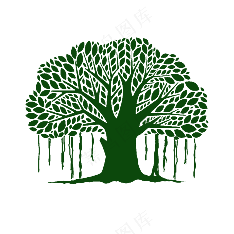 免抠绿色卡通大树