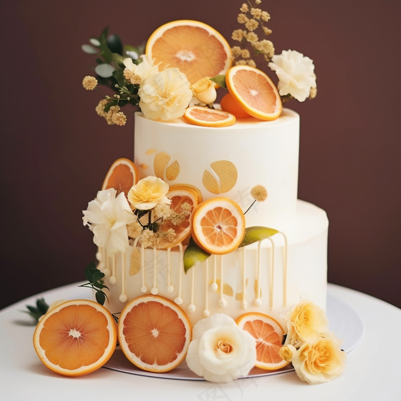 生日蛋糕水果蛋糕奶油节日甜点摄影图