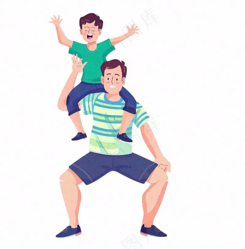 一对父子爸爸儿子父亲节人物卡通插画免抠(1024x1040)