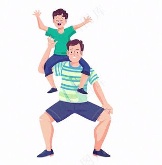 一对父子爸爸儿子父亲节人物卡通插画免抠