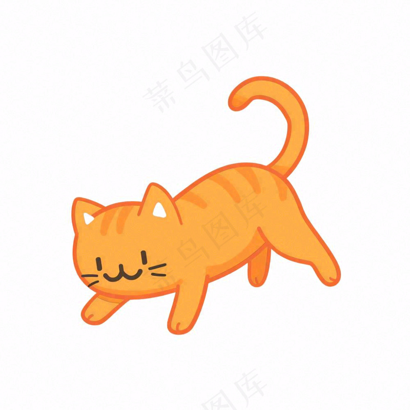 猫咪宠物橘猫卡通插画免抠(1024x1024)