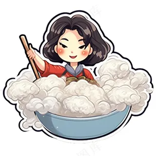 混沌饺子汤圆女孩可爱卡通插画免抠