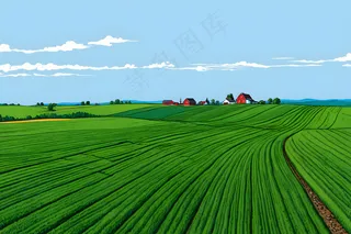 晴朗天空农田景色图片
