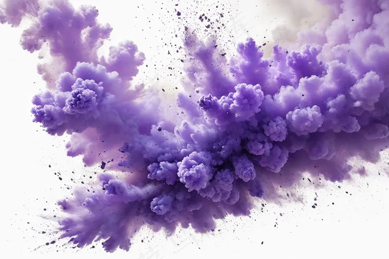 爆炸白色背景淡紫色烟雾图片