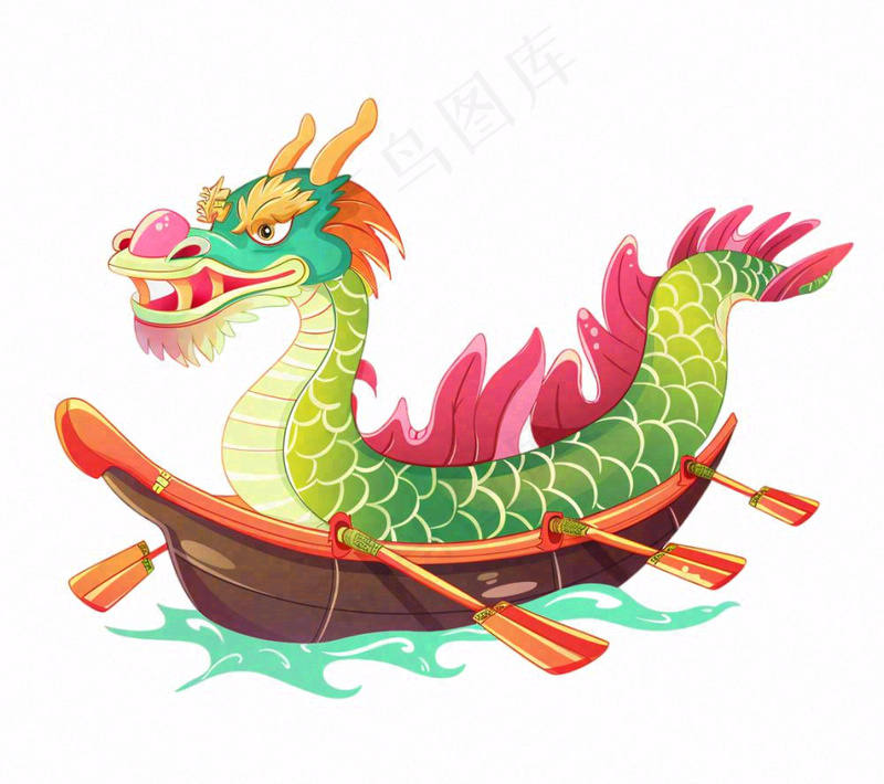 龙舟端午划船创意卡通插画免抠(1152x1024)