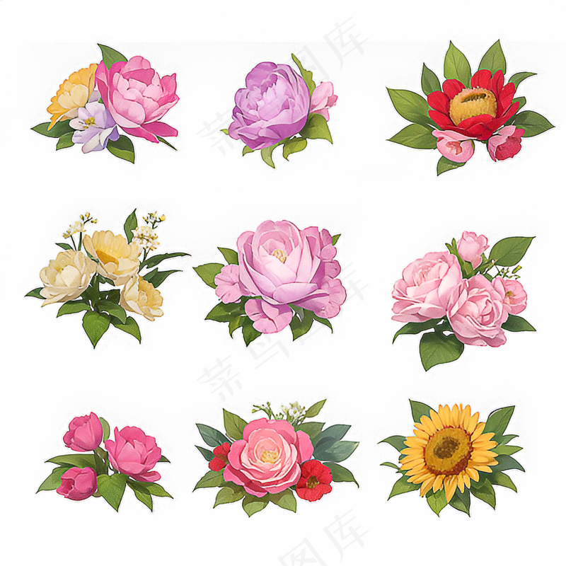 红色黄色粉色玫瑰花免抠素材166
