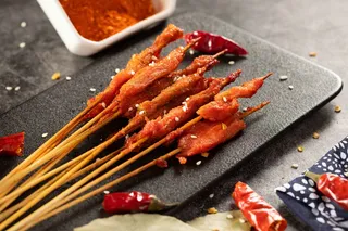 竹签烤肉烧烤美食素材