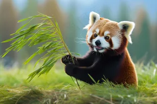 小熊猫红棕色动物浣熊动物摄影图