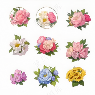 红色黄色粉色玫瑰花免抠素材35