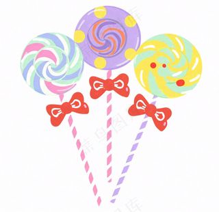 彩色棒棒糖卡通插画免抠