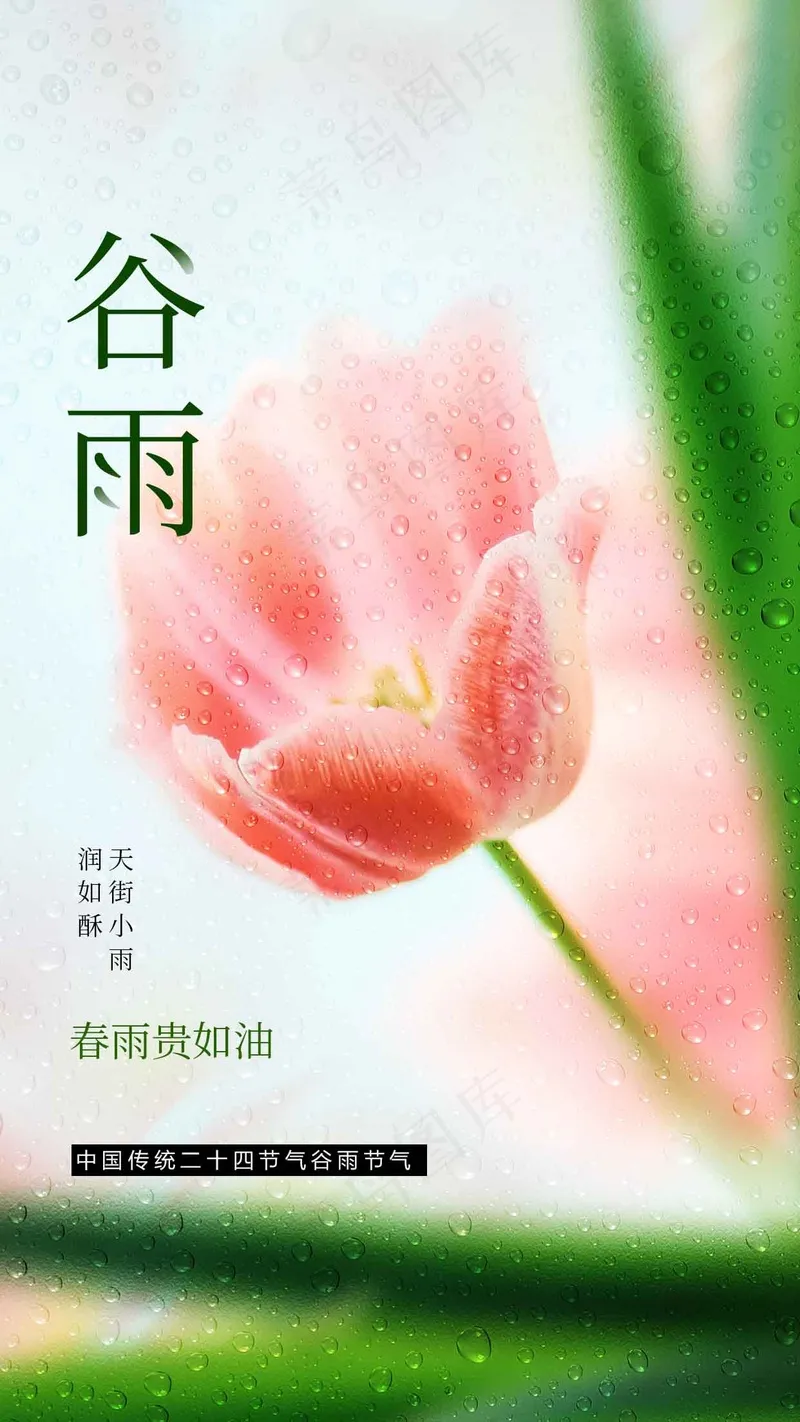 谷雨节气海报psd模版下载